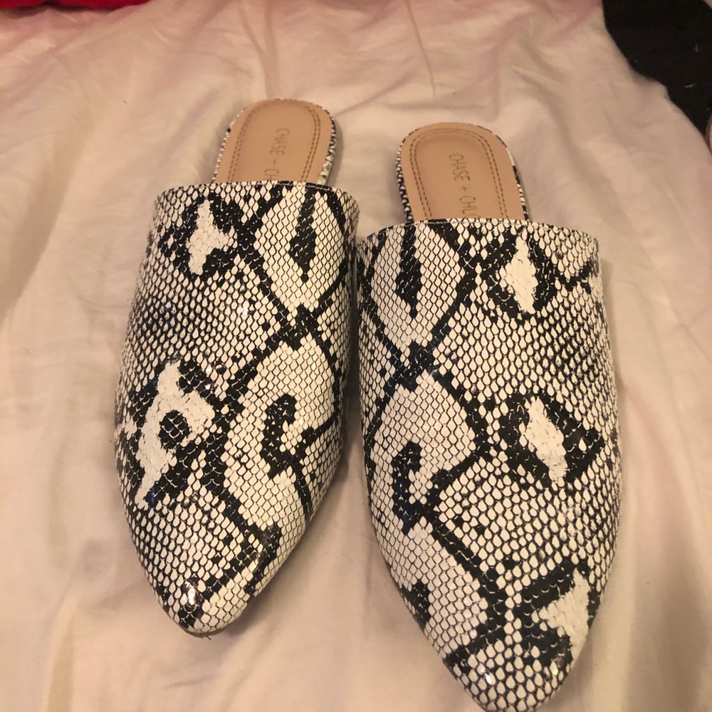 Snake skin mules